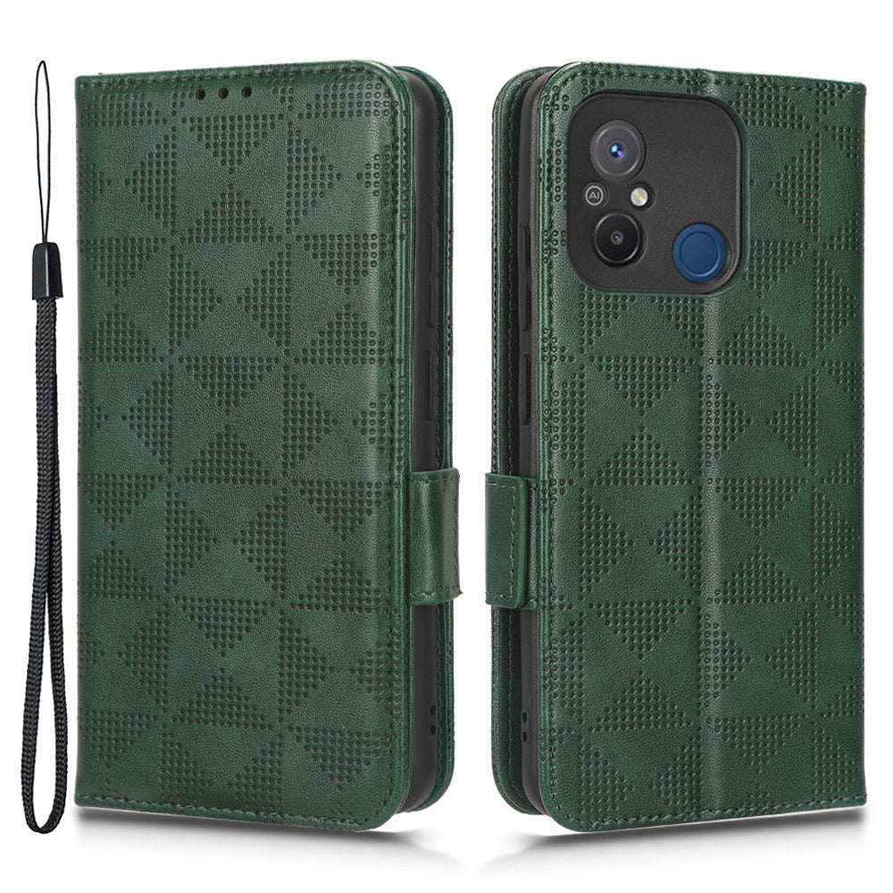 Cell Phone Case For Xiaomi Redmi 12C 4G 11A 4G PU Leather Imprinted Triangle Pattern Stand Protective Phone Cover Wallet Cell Phone Case For Xiaomi Redmi 12C 4G 11A 4G PU Leather Imprinted Triangle Pattern Stand Protective Phone Cover Wallet